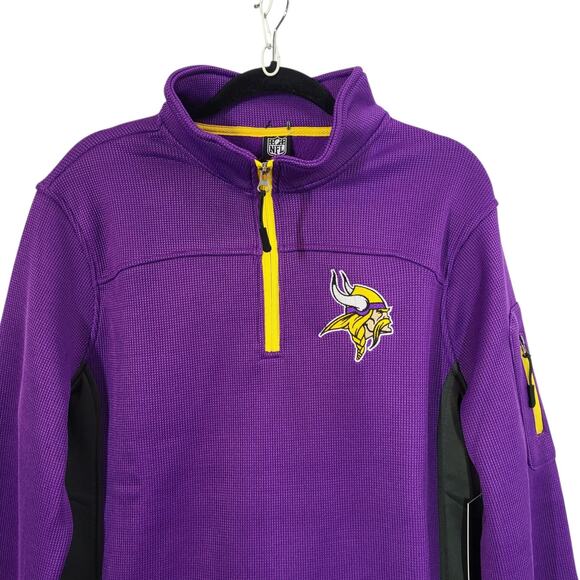 NFL Minnesota Vikings Men’s M 1/4 Zip Pullover Purple Football Waffle Knit NEW - Picture 3 of 16